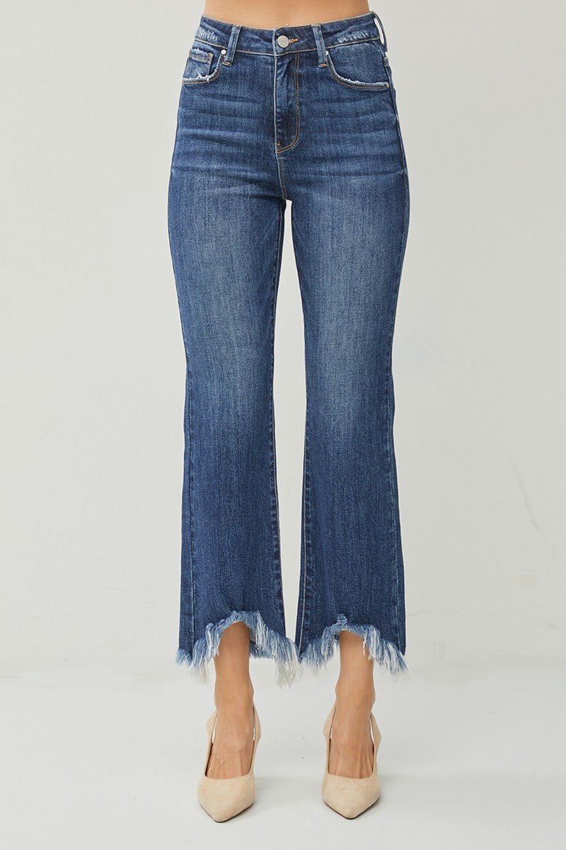 Trendy high-rise fray hem ankle bootcut jeans for women Elevate your denim collection with stylish bootcut jeans Shop online for fashionable high-rise fray hem jeans Discover comfortable high-rise bootcut jeans for ladies