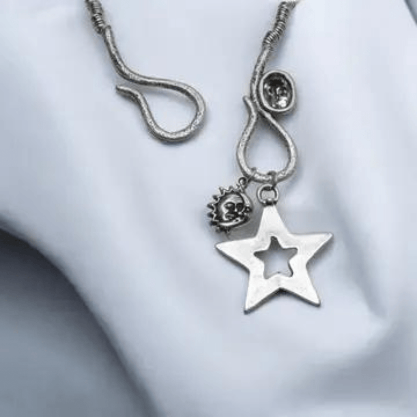 STARS AND MOON PEWTER NECKLACE