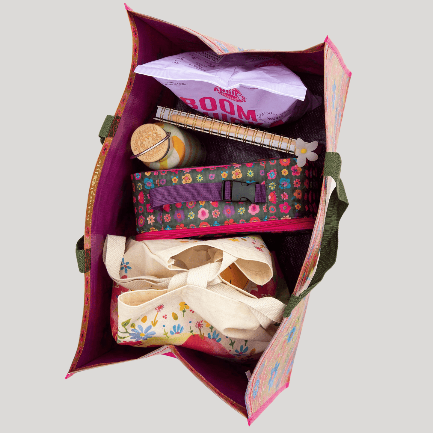 Carry All Tote Bag Floral Border