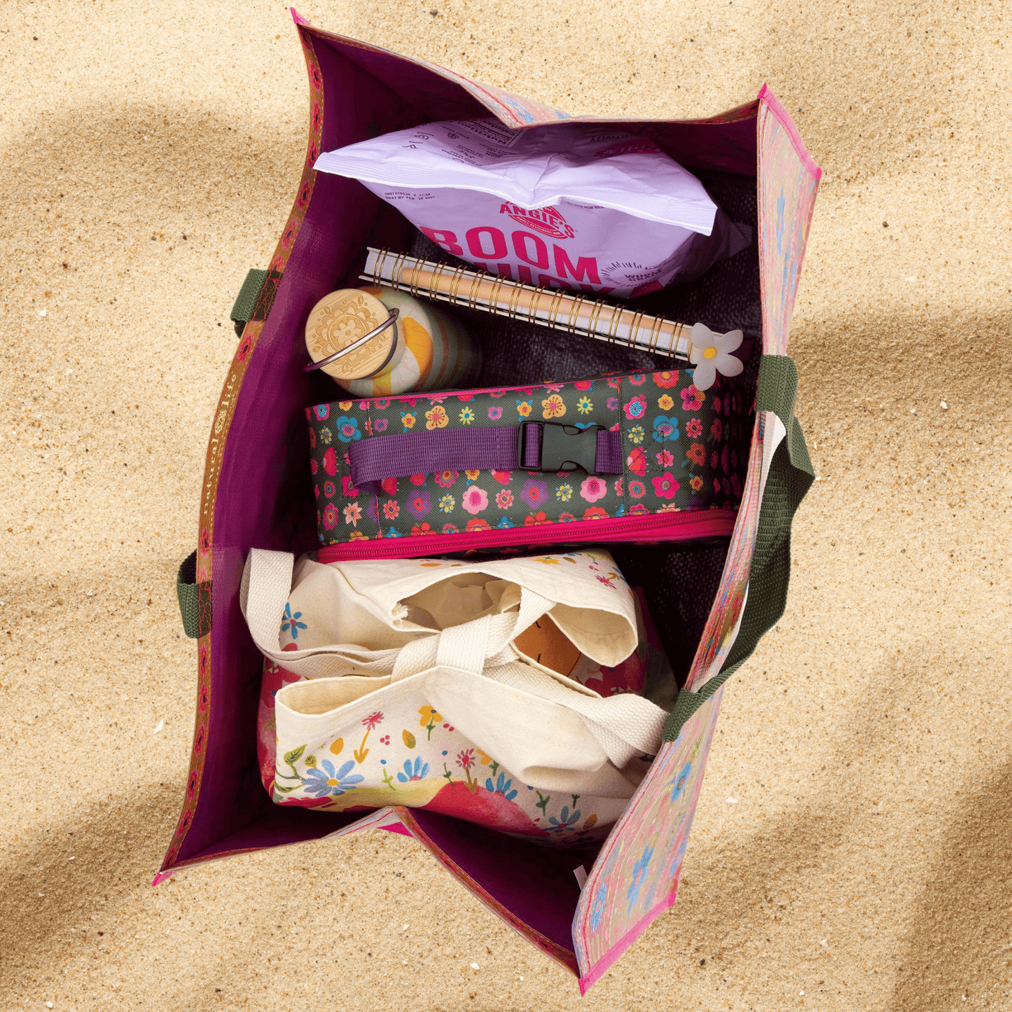 Carry All Tote Bag Floral Border