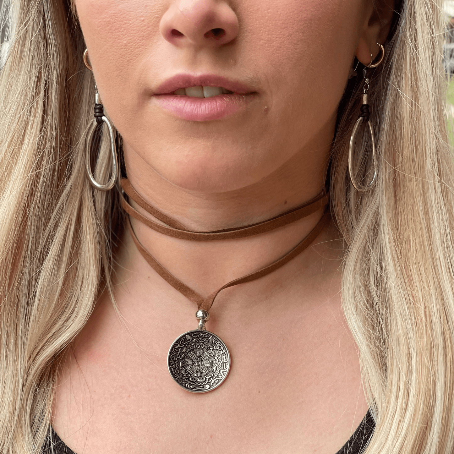 Handmade Boho Wrap Necklace Bohemian Multi-Layer Disc Adjustable Choker