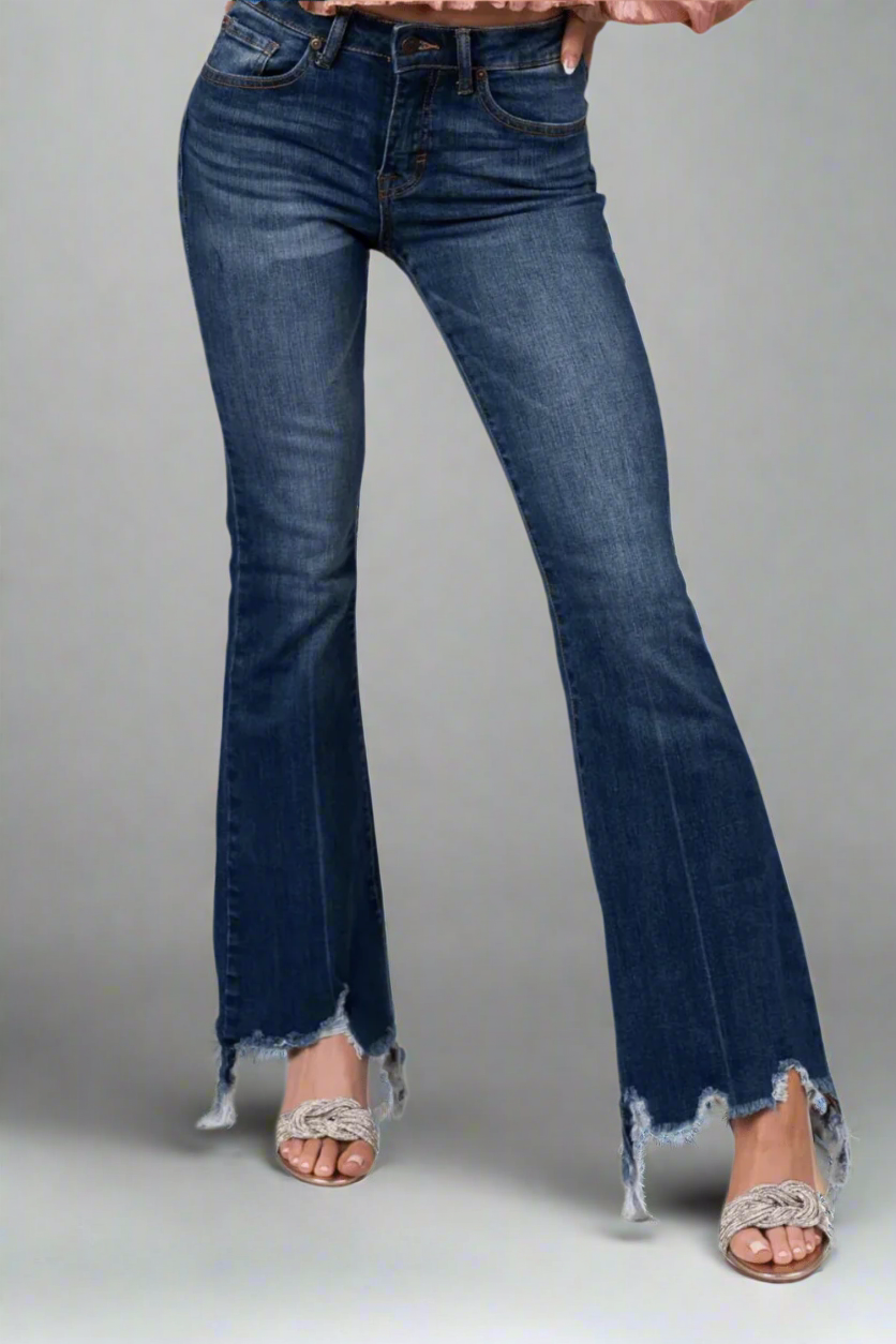 tylish mid-rise raw hem flare jeans for women's casual chic look Elevate your wardrobe with trendy mid-rise flare jeans for women Explore fashionable mid-rise raw hem flare jeans for modern women Step into sophistication with mid-rise flare jeans for ladies Discover versatile mid-rise raw hem jeans for women's fashion Trendy mid-rise flare jeans tailored for modern women's style perfect fit jeans for women