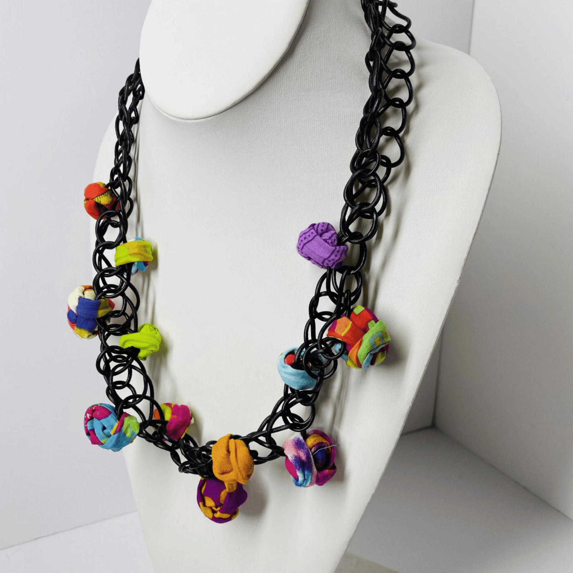 Handmade colorful necklace for women Unique bohemian necklace gift Multi-color statement necklace Artisan handcrafted jewelry piece Boho chic handmade necklace Colorful necklace with cotton beads Handmade fashion jewelry for her Trendy boho necklace handmade Colorful statement piece jewelry Fashionable handmade accessories for women