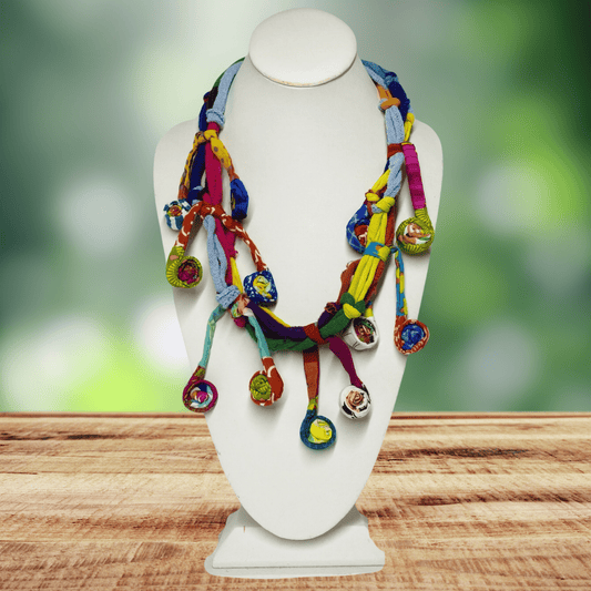 Handmade colorful string necklace Unique black and white necklace for women Artisan beaded necklace for boho style Bold statement necklace for fashion-forward women Handcrafted necklace with artistic design Queen of String colorful necklace Fashionable black and white necklace for casual wear Handmade artistic jewelry for women Unique bohemian necklace with colorful beads Handcrafted necklace for artistic fashion
