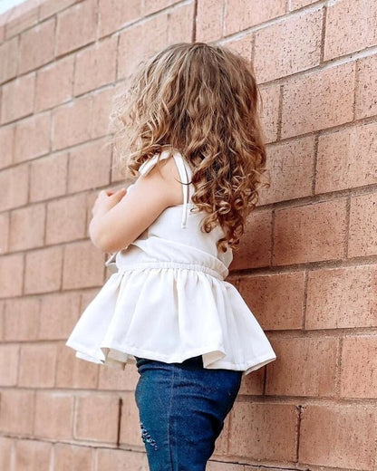 Peplum Tie Top for Kids Ivory Shirt for Girls