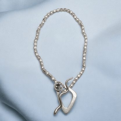 PEWTER BOHO STONE NECKLACE