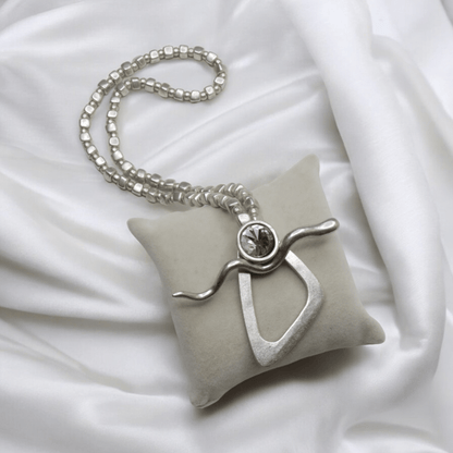 PEWTER BOHO STONE NECKLACE