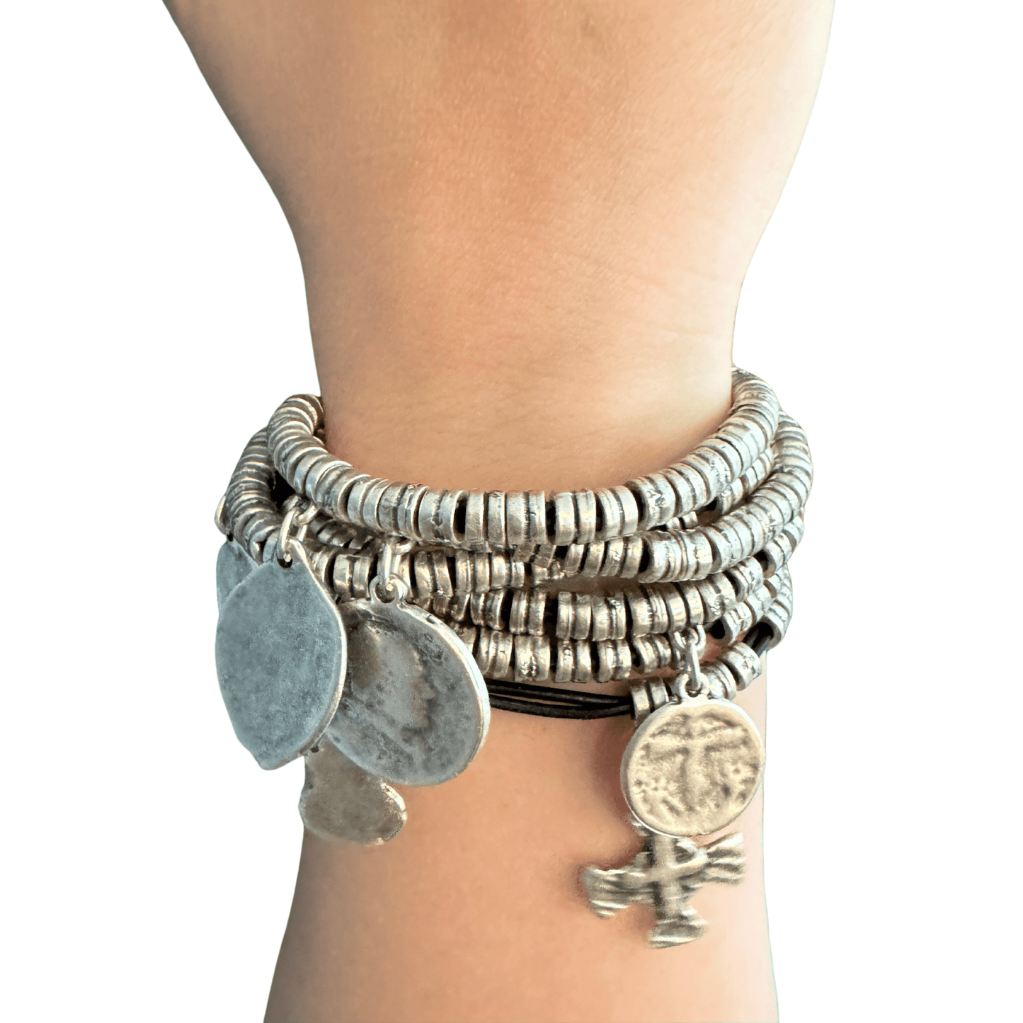 PEWTER CHARM BRACELET SPIRITUAL CHARM BRACELET 002