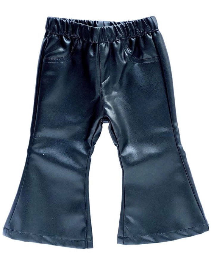 Pleather Bell Bottoms Pants Black Pants