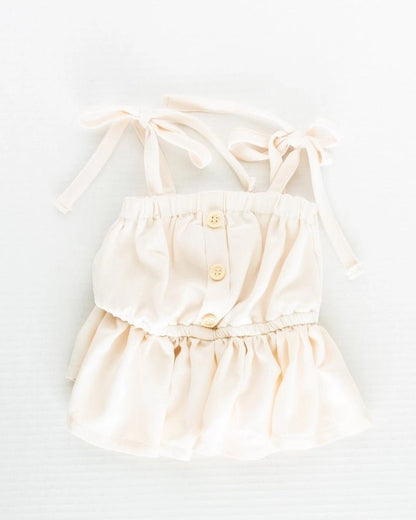 Peplum Tie Top for Kids Ivory Shirt for Girls