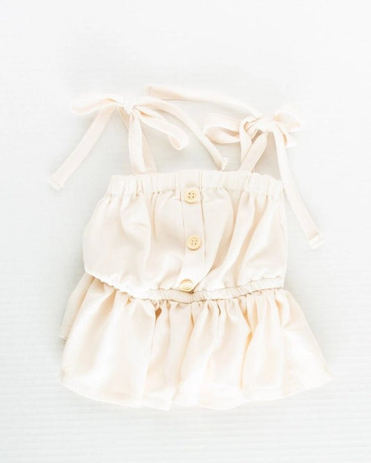 Peplum Tie Top for Kids Ivory Shirt for Girls