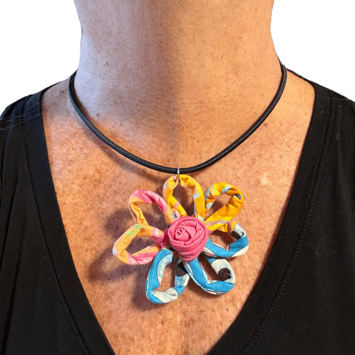 HANDMADE NECKLACE, HANDMADE FLOWER NECKLACE, BOHO NECKLACE, WOMENS JEWELRY, FASHION NECKLACE