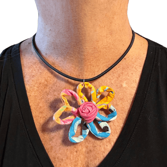 HANDMADE NECKLACE, HANDMADE FLOWER NECKLACE, BOHO NECKLACE, WOMENS JEWELRY, FASHION NECKLACE