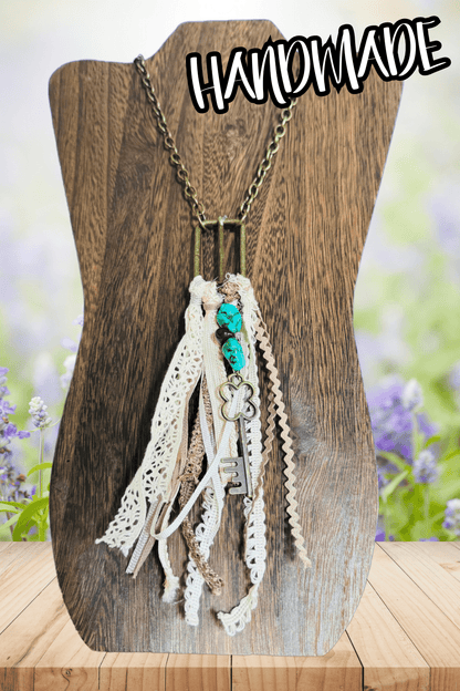 handmade boho necklace, vintage belt buckle necklace