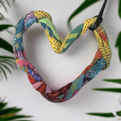 HANDMADE RUSTIC FABRIC HEART NECKLACE