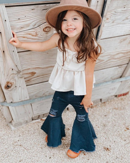 Peplum Tie Top for Kids Ivory Shirt for Girls